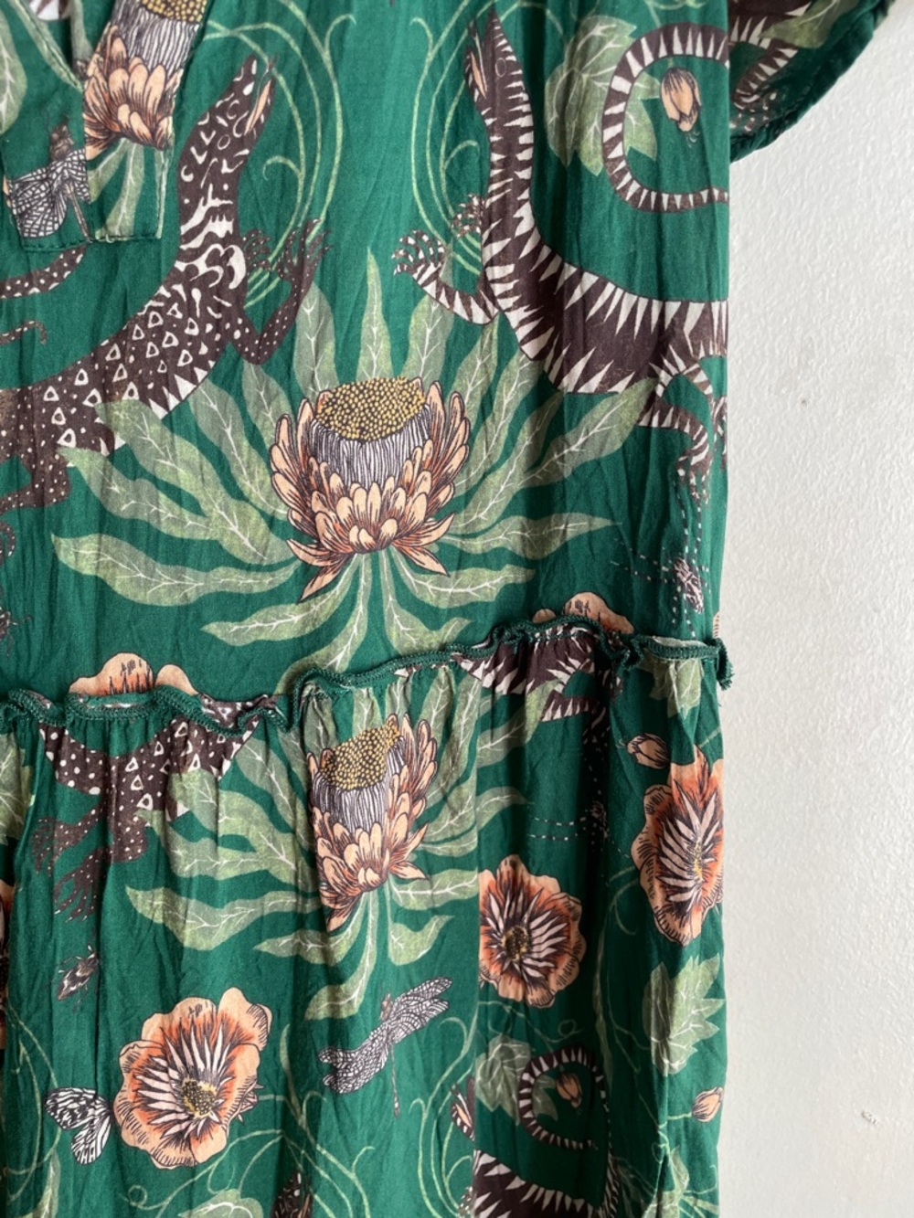 By Anthropologie Victoria Garcia Floral Flutter-Sleeve Tiered Mini Night Dress - Picture 7 of 15